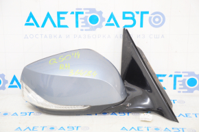Right side mirror complete Infiniti Q50 14-20 7 pins, turn signal, blue