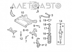 Shock absorber strut assembly front left Infiniti G37 4d 09-13 RWD, with/without replacement