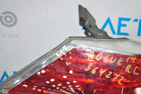 Light outer wing left Nissan Rogue 14-16 crack on glass and housing, broken fastener, chip