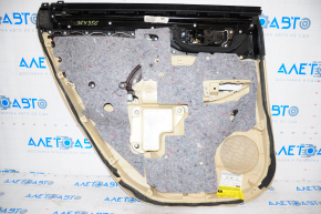 Door trim card rear right Toyota Highlander 14-16, beige, with curtain, leather defect