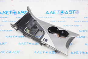 Center console trim with cup holders Infiniti Q50 14-15 without automatic transmission mode trim