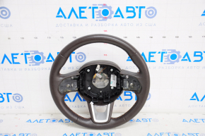 Naked steering wheel Jeep Renegade 15-17 leather black, without cushion and buttons, with overlay