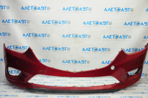 Front bare bumper Mazda 6 13-17 without washers and parking sensors, red 41V, broken fastening, pressed, scratched