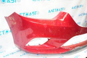 Front bare bumper Mazda 6 13-17 without washers and parking sensors, red 41V, broken fastening, pressed, scratched