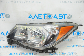 Headlight front left Subaru Forester 14-16 bare SJ prerest halogen, dark, broken crepe, needs polishing, varnish peeled off