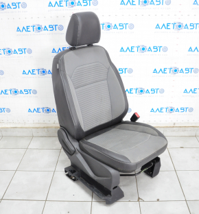 Passenger seat Ford Escape MK3 17-19 with airbag, mechanical, leather + cloth, black-gray, chemically treated