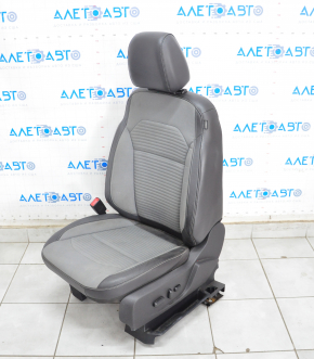 Driver's seat Ford Escape MK3 13-14 with airbag, electric, leather + cloth, black-gray, chemically treated