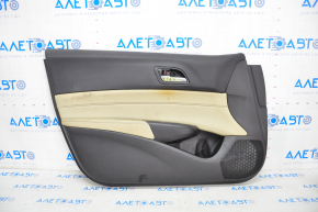 Door trim card front left Acura ILX 13-15 leather black + beige, tear, under chemical