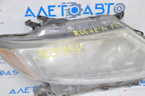 Headlight front right Nissan Rogue 14-16 bare halogen, for polishing