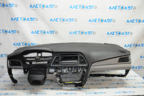 Dashboard front panel without AIRBAG Hyundai Sonata 15-17 gray overlays, after repair