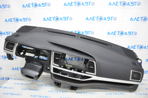 Torpedo front panel with AIRBAG Toyota Highlander 14-19 black, chrome finish