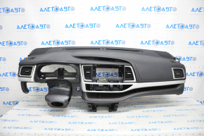 Torpedo front panel with AIRBAG Toyota Highlander 14-19 black, chrome finish
