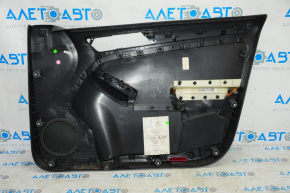 Door trim card front left VW Jetta 11-18 USA black with black insert plastic, armrest leather, molding gray gloss, scratches