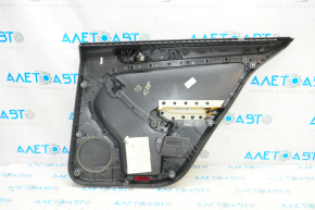 Door trim card rear left VW Jetta 11-18 USA black with black insert plastic, armrest leather, molding gray gloss type 1, scratch
