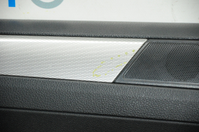 Door trim card rear left VW Jetta 11-18 USA black with black insert plastic, armrest leather, molding gray gloss type 1, scratch