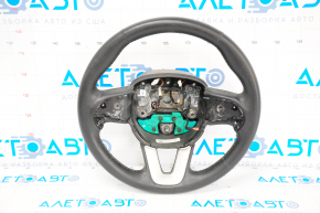Naked steering wheel Dodge Challenger 15-23 leather, black, heated, without buttons, with pads, worn, cracks in the leather