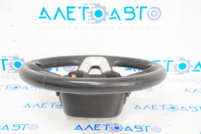 Naked steering wheel Dodge Challenger 15-23 leather, black, heated, without buttons, with pads, worn, cracks in the leather
