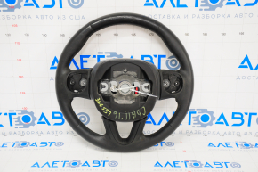 Naked steering wheel Dodge Challenger 15-23 leather, black, heated, without buttons, with pads, worn, cracks in the leather