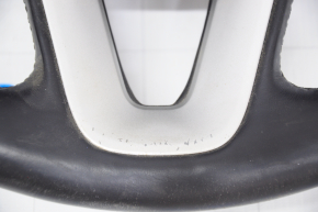 Naked steering wheel Dodge Challenger 15-23 leather, black, heated, without buttons, with pads, worn, cracks in the leather