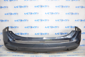 Rear bumper bare Nissan Rogue 14-16 blue, scratches, bump