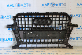 Radiator grill Audi Q5 8R 13-17 rest for parking sensors, gloss, chrome, cracks, varnish swelled, bumps on chrome