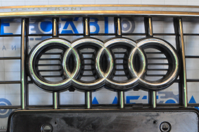 Radiator grill Audi Q5 8R 13-17 rest for parking sensors, gloss, chrome, cracks, varnish swelled, bumps on chrome