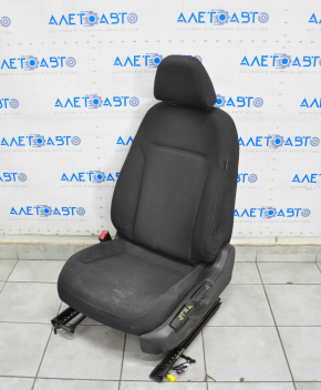 Driver's seat VW Jetta 11-16 USA without airbag, manual, black cloth with black insert, worn, dry cleanable