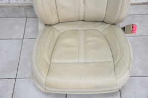 Passenger seat Lincoln MKZ 13-16 with airbag, electric, heated, leather beige, worn
