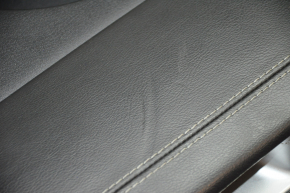 Door trim card rear right Jeep Compass 11-16 black with black insert leather, armrest leather, white stitching, cut, scratches, dent