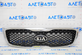 Radiator grill Kia Sorento 16-18 prerest, black with chrome, with emblem, chrome swelled