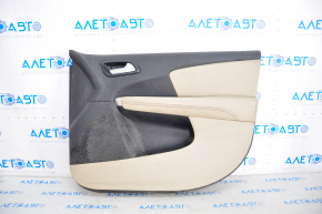 Door trim card front right Dodge Journey 11-18 leather, beige, scratches, cracks on leather