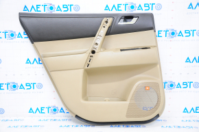 Door trim card rear left Toyota Highlander 08-13 beige, leather, JBL, missing wood trim on handle