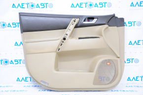 Door trim card front left Toyota Highlander 08-10 beige, leather, JBL, missing wood trim on handle