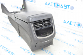 Central console armrest and cup holders Cadillac CTS 14 - leather black, scratches, paint peeling