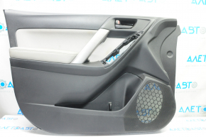 Door trim card front left Subaru Forester 14-15 SJ black with gray insert cloth, armrest leather, scratch, for dry cleaning