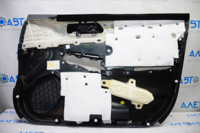 Door trim card front left Subaru Outback 15-16 black with black insert cloth, armrest leather, scratches, bump