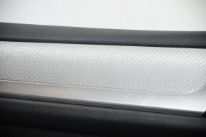 Door trim card front left Subaru Outback 15-16 black with black insert cloth, armrest leather, scratches, bump