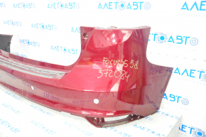 Rear bumper bare Ford Focus mk3 15-18 rest 5d, for parking sensors, red, pressed, break crepe, crack