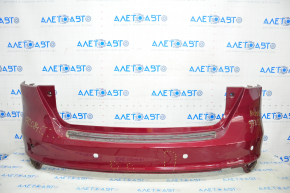 Rear bumper bare Ford Focus mk3 15-18 rest 5d, for parking sensors, red, pressed, break crepe, crack