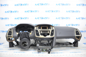 Torpedo front panel with AIRBAG Ford Focus mk3 15-18 rest black, with small decorative overlays