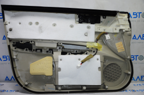 Door trim card front right Subaru Outback 10-14 beige with beige insert cloth, armrest leather, molding gray matte, tears