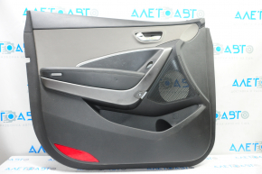 Door trim card front left Hyundai Santa FE Sport 13-16 black with gray insert plastic, armrest leather, bumps, scratches