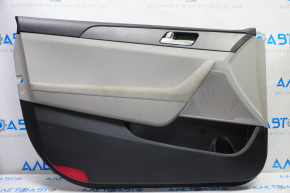 Door trim card front left Hyundai Sonata 15-17 gray with gray insert plastic, armrest leather, gray molding structure, butt, for dry cleaning