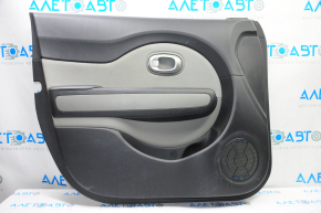 Door trim card front left Kia Soul 14-19 black with gray insert cloth, armrest leather, scratches