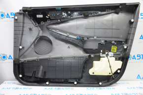 Door trim card front left Hyundai Sonata 11-14 black with gray insert plastic, armrest leather, dark gray molding structure, scratches