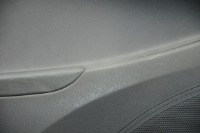 Door trim card front left Hyundai Sonata 11-14 black with gray insert plastic, armrest leather, dark gray molding structure, scratches