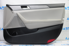 Door trim card front right Hyundai Sonata 15-17 gray with gray insert plastic, armrest leather, gray molding structure