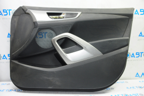 Door trim card front right Hyundai Veloster 12-17 black with black insert plastic, armrest rubber, scratches