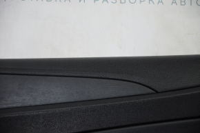 Door trim card front right Hyundai Sonata 11-14 black with black insert leather, armrest leather, black molding structure, dimension, scratches