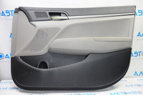 Door trim card front right Hyundai Elantra AD 17-18 black with gray insert plastic, armrest leather, molding gray gloss, scratches